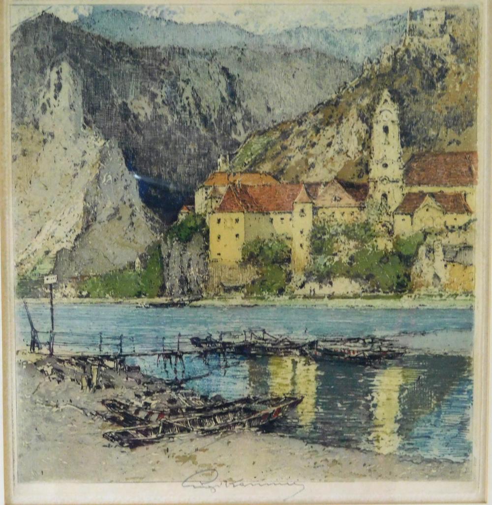 Appraisal: Luigi Kasimir Austria - Duernstein Monestery on the Danube etching