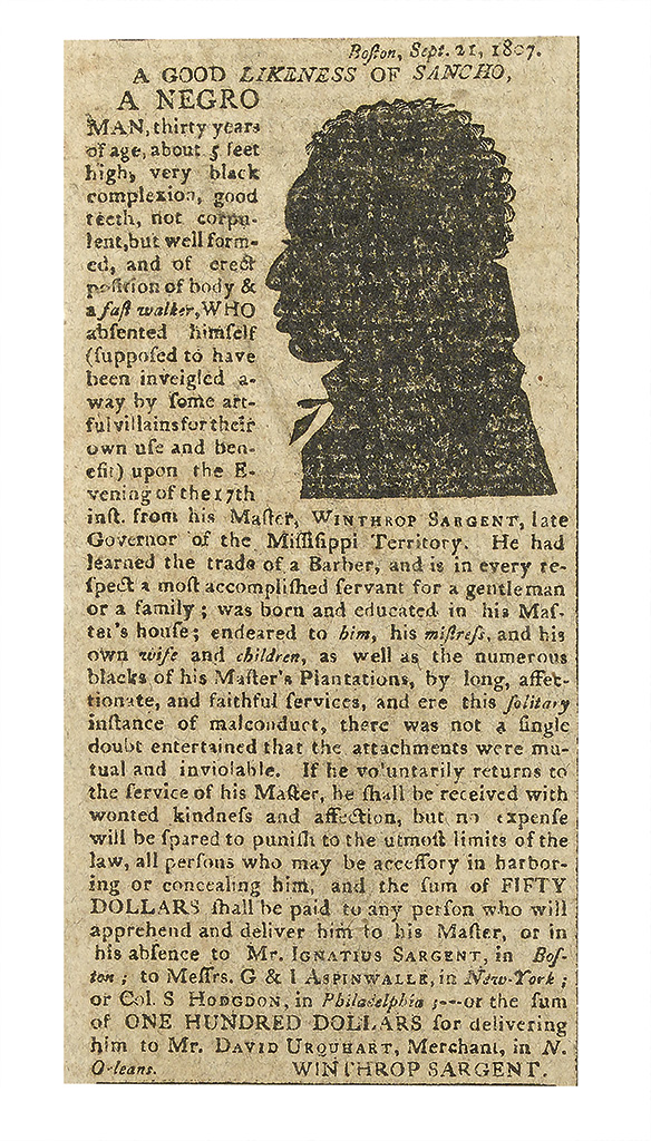 Appraisal: SARGENT WINTHROP A Good Likeness of Sancho a Negro A