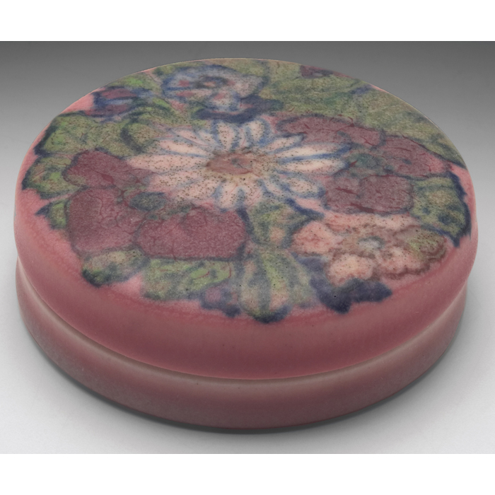 Appraisal: Rookwood powder box pink matte glaze with a painted floral