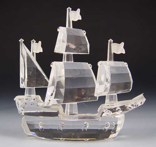 Appraisal: SWAROVSKI CRYSTAL TALL SHIP mast ship Measures '' high x