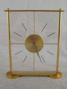 Appraisal: A Jaeger le Coultre mantel clock the movement suspended within