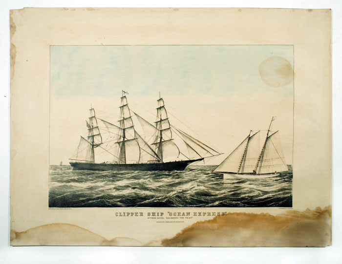 Appraisal: CLIPPER SHIP quot OCEAN EXPRESS quot Large-folio handcolored lithograph after