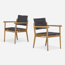 Appraisal: Modern ARMCHAIRS PAIR oak canvas h w d in cm