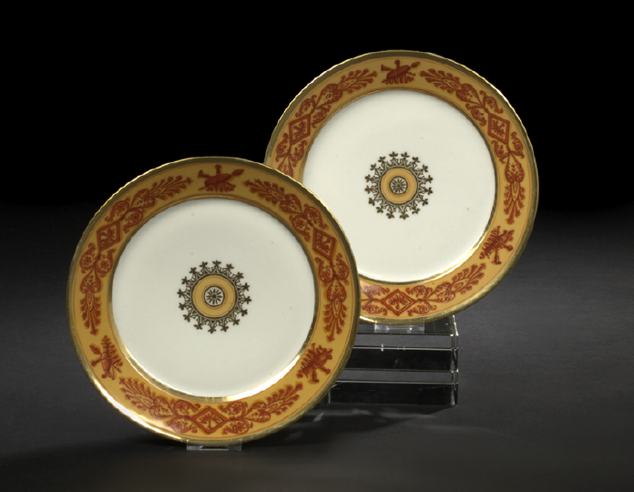 Appraisal: Fine Pair of First Empire Paris Porcelain Dinner Plates ca