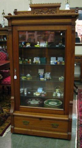 Appraisal: Victorian Eastlake China Cabinet glass door front with four glass