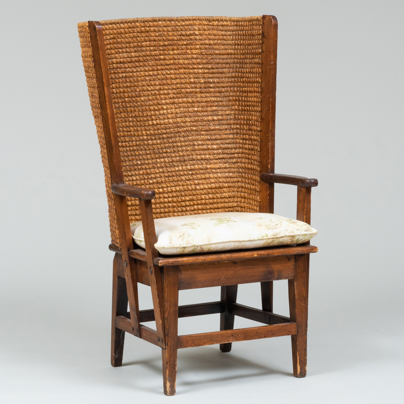 Appraisal: SCOTTISH WOVEN REED OAK AND PINE ORKNEY ARMCHAIR x x