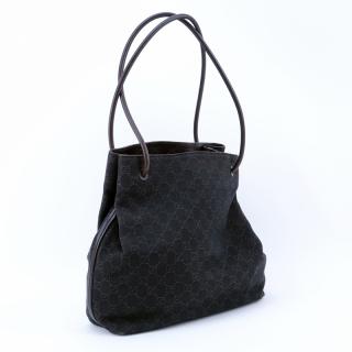 Appraisal: Gucci Brown Canvas Tote Bag Leather piping and handles Interior