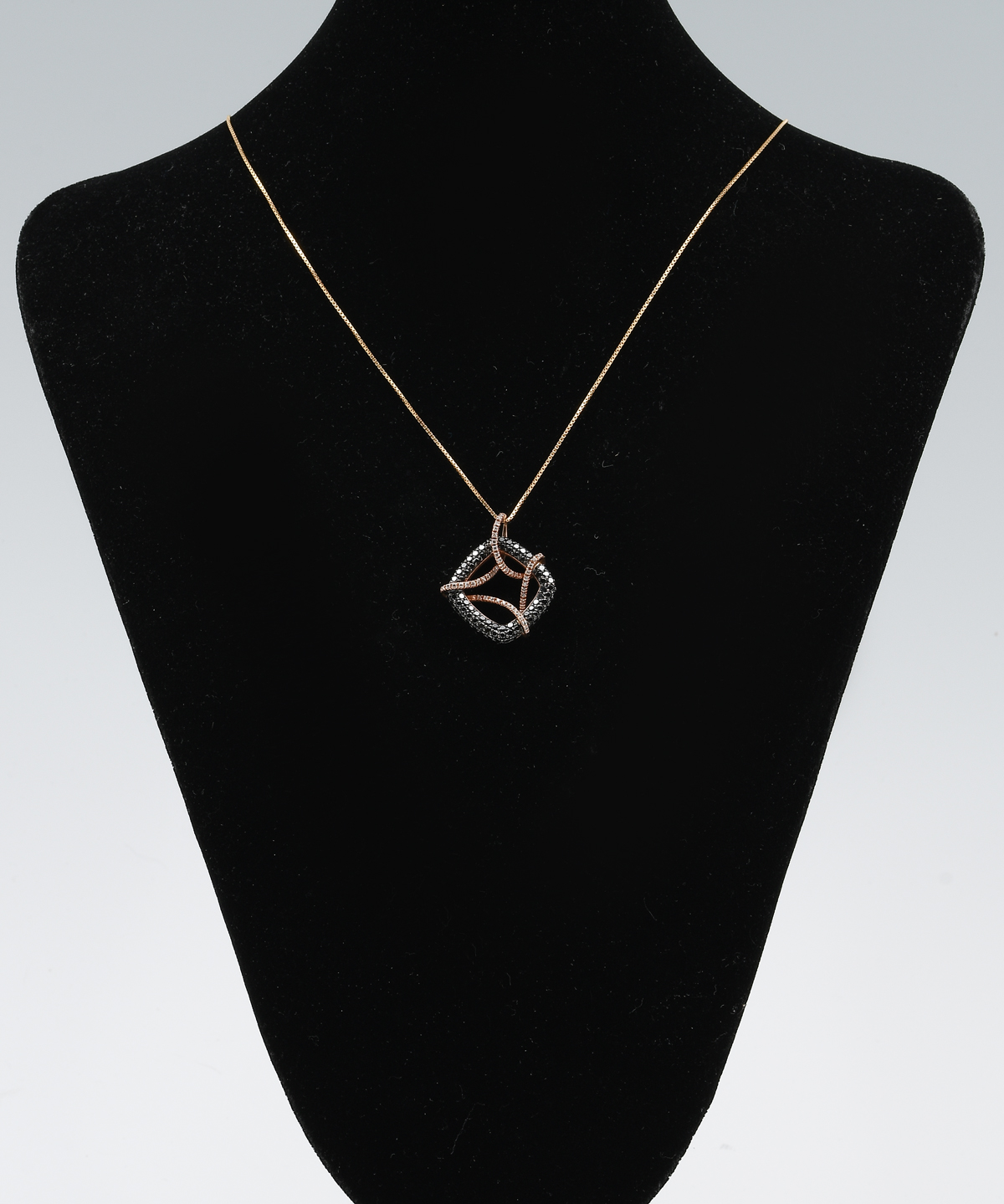 Appraisal: K CTW BLACK WHITE DIAMOND PENDANT CHAIN K rose gold