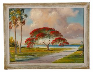 Appraisal: Sam Newton Florida Highwaymen Signed Oil Sam Newton American Florida