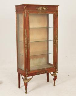 Appraisal: FRENCH EMPIRE STYLE MAHOGANY VITRINE GILT BRONZE MOUNTED MAHOGANY FRENCH