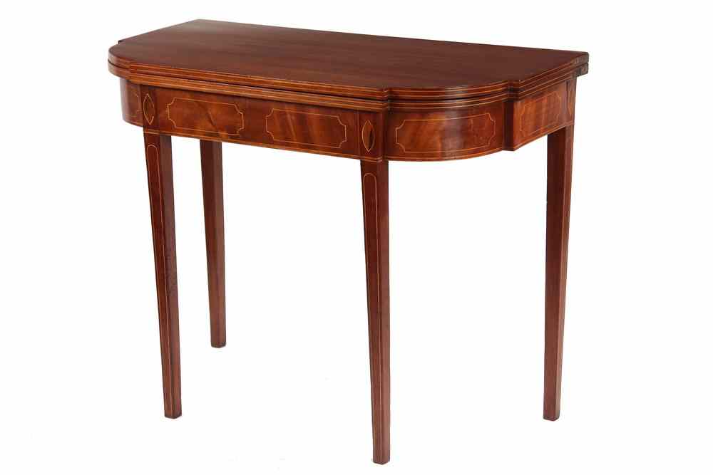 Appraisal: CARD TABLE - th c fine Massachusetts Hepplewhite mahogany card