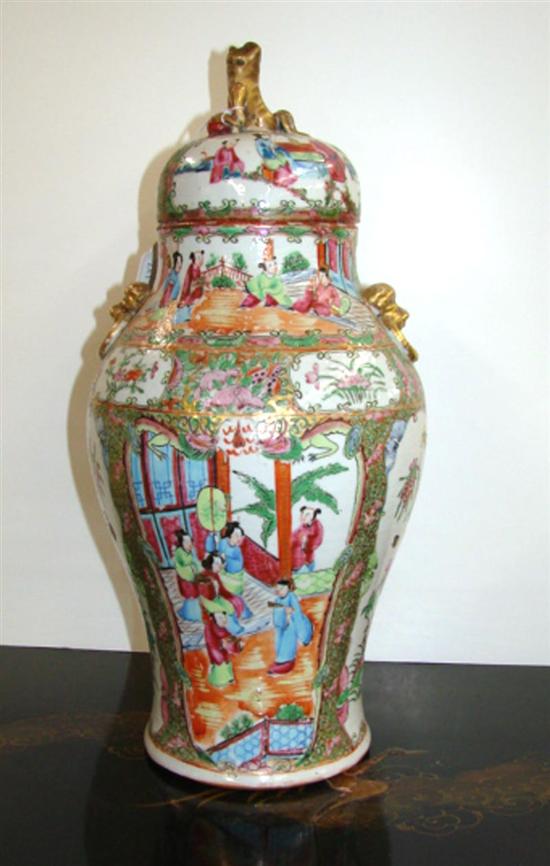 Appraisal: Chinese Export rose medallion porcelain covered urn third quarter th