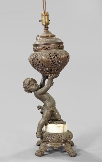 Appraisal: American Putto Kerosene Parlor Lamp fourth quarter th century in