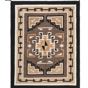 Appraisal: Navajo Two Grey Hills Pattern Weaving Rug mid- th century