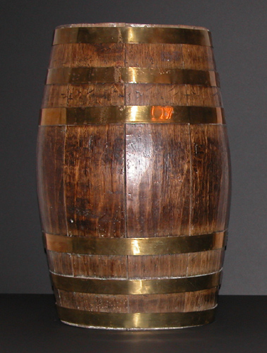 Appraisal: English Oak Oval and Brass Bound Barrel th century Unknown