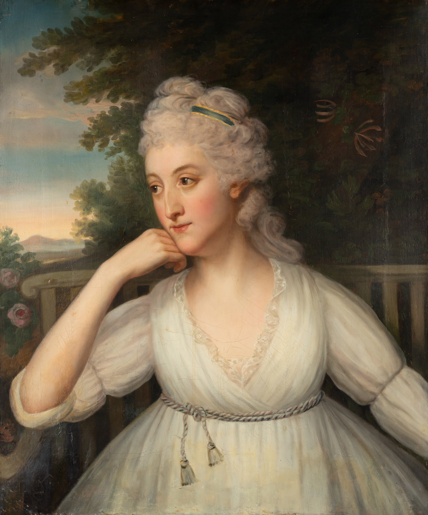 Appraisal: PORTRAIT OF A WOMAN IN A WHITE DRESS th th