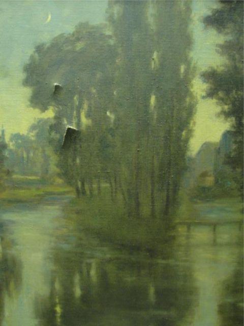 Appraisal: GIHON Albert Oil on Canvas of Lake with Trees As