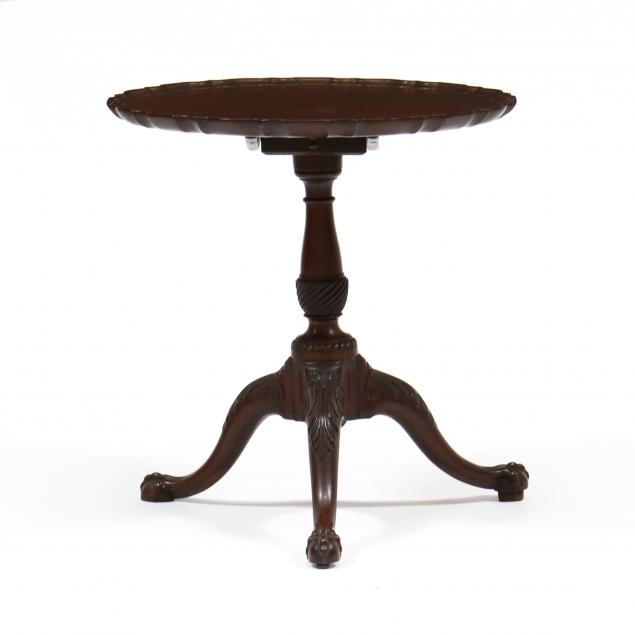 Appraisal: GEORGE III CARVED MAHOGANY TILT TOP TEA TABLE Late th