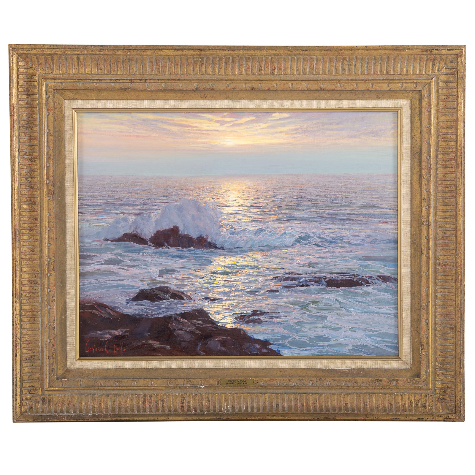 Appraisal: LEONARD C LANE SUNSET SEASCAPE OIL ON CANVAS American -