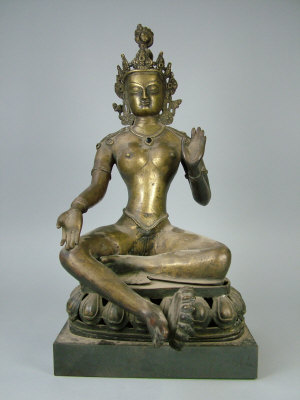 Appraisal: A Burmese brass figure of Bodhisattva in seated position upon