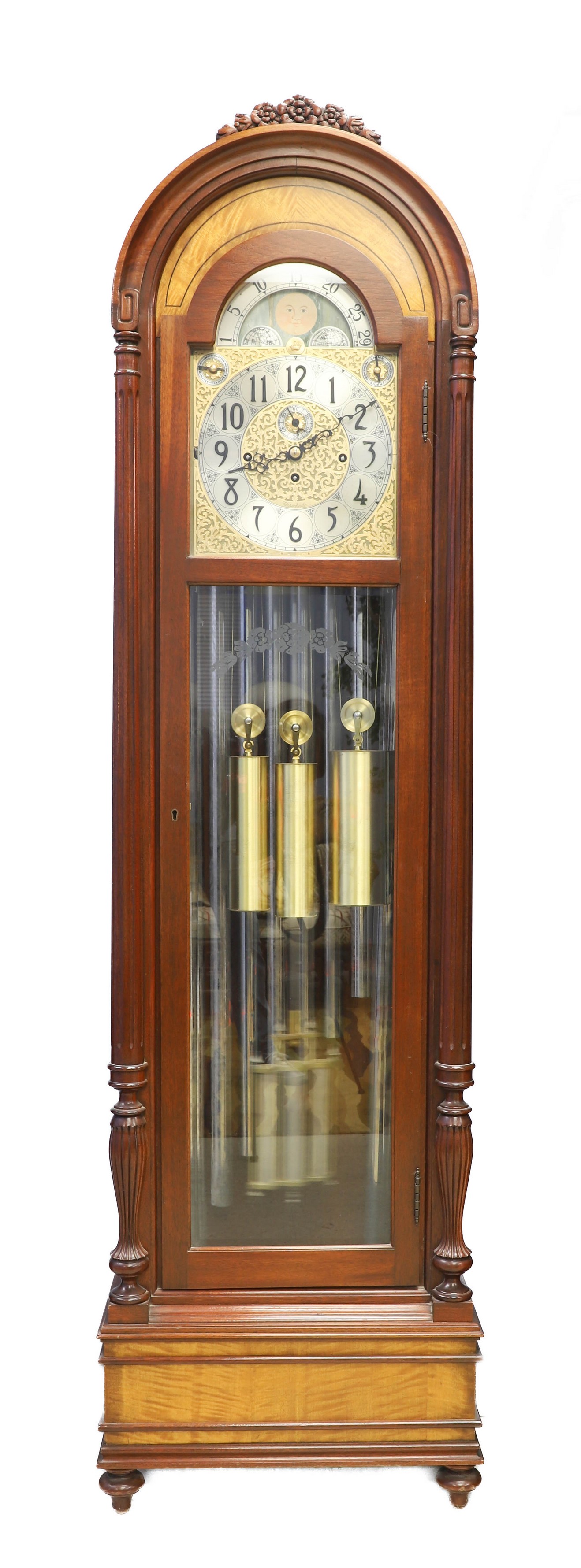 Appraisal: Herschedes Tube Chiming Hall clock rounded top mahogany case with