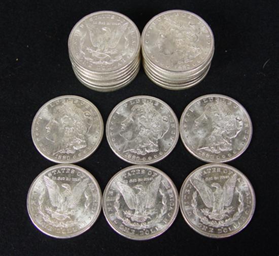 Appraisal: Roll of BU Morgan Dollars Dated -S Grade range MS