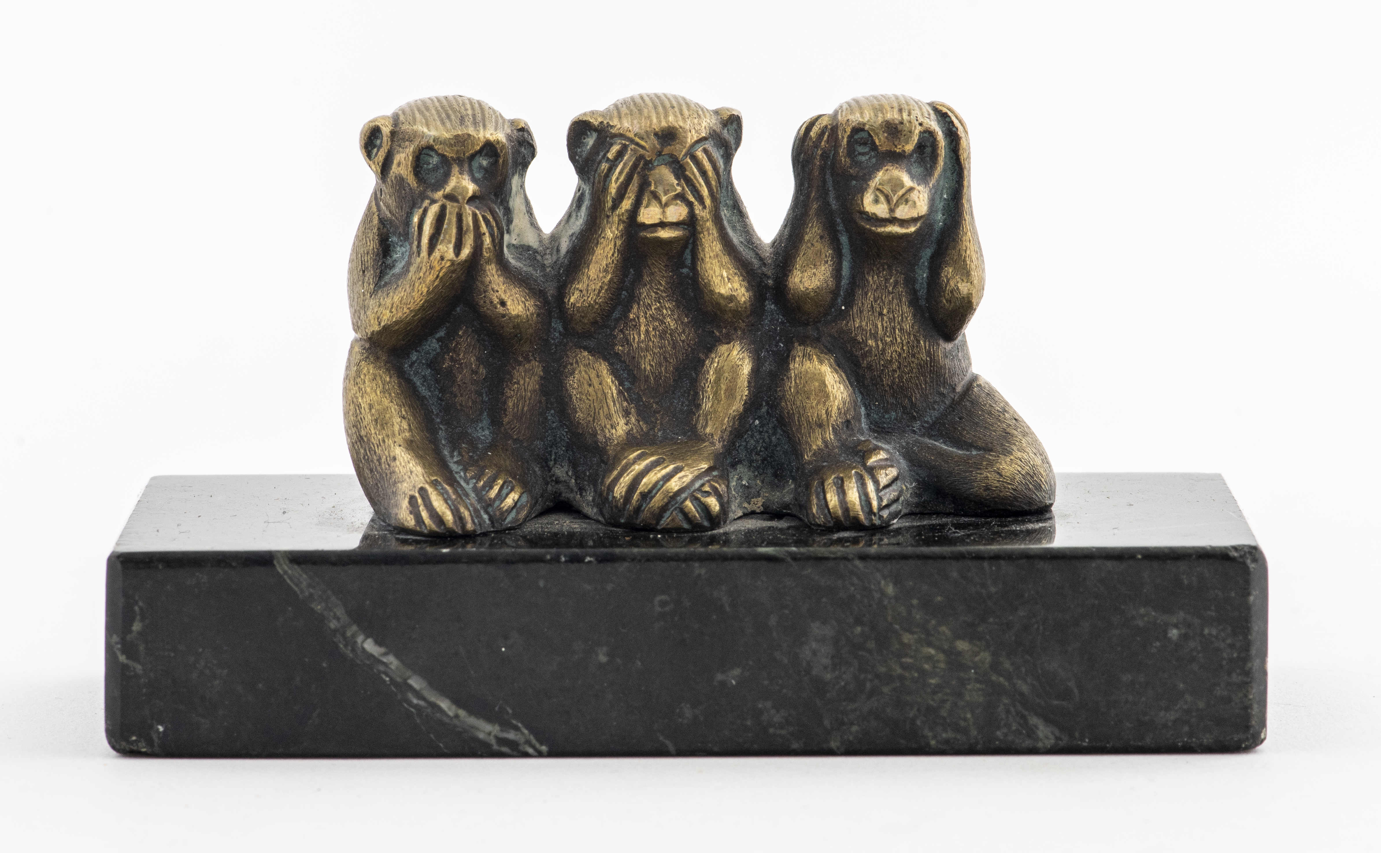 Appraisal: HEAR NO EVIL MODERN BRONZE MONKEY STATUETTE Hear No Evil