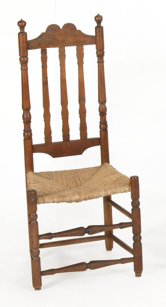 Appraisal: EARLY NEW ENGLAND SPLIT-BANISTERBACK SIDE CHAIR Mid- th CenturyWith three-slat