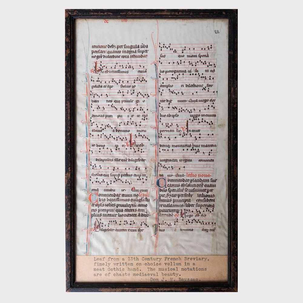 Appraisal: French Breviary Manuscript Page Possibly th Century Double sided x