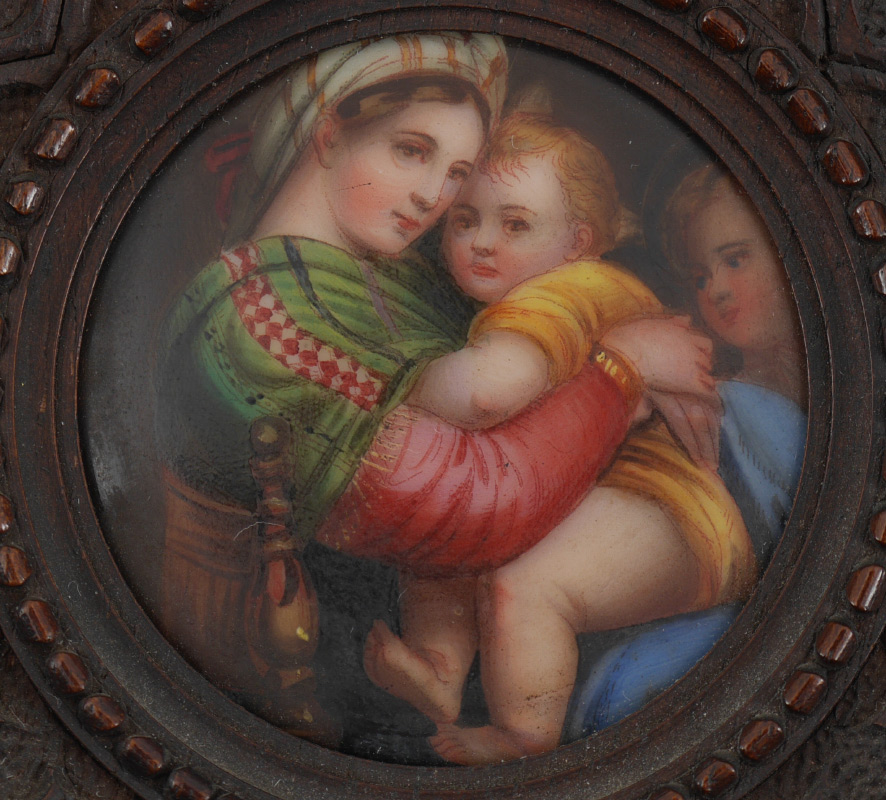 Appraisal: MINIATURE PAINTING ON PORCELAIN AFTER RAPHAEL Madonna Della Seddia ''