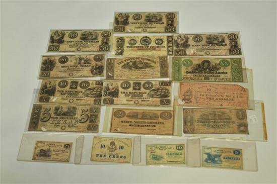 Appraisal: GROUP OF TH CENTURY AMERICAN PAPER MONEY A Georgia bill