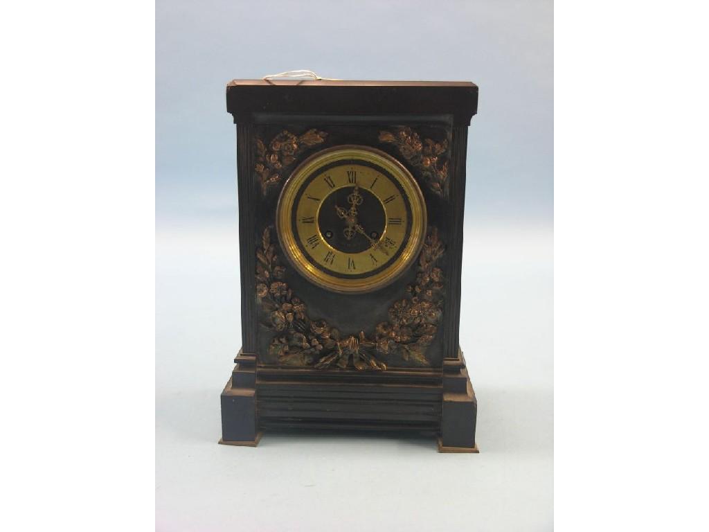 Appraisal: A Victorian black slate mantel clock brass dial surrounded by