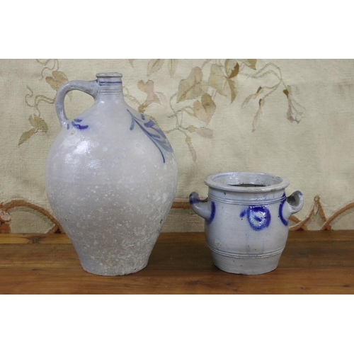 Appraisal: French glazed stoneware jug and pot approx cm H cm