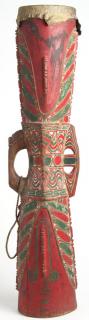 Appraisal: Sepik Oceanic Polychrome Painted Drum Papua New Guinea two handled