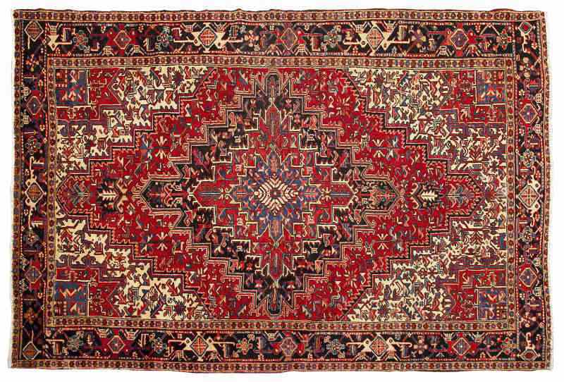 Appraisal: Heriz Room Size Carpetcirca s cotton base red field '