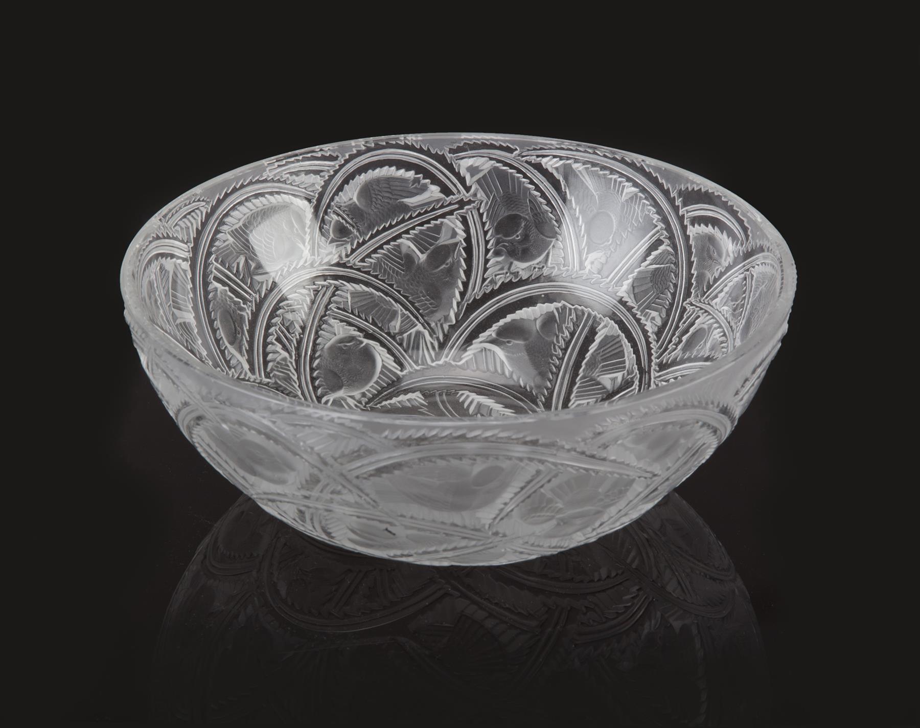 Appraisal: LALIQUE BOWL France mid th century Pinsons design with birds