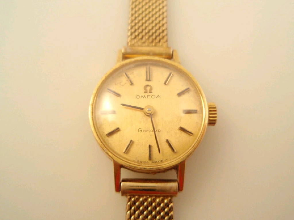 Appraisal: A ct ladies Omega wristwatch on ct gold mesh bracelet