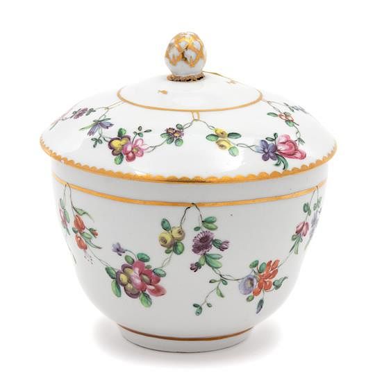 Appraisal: A Bristol Porcelain Sugar Bowl with Lid Height x diameter