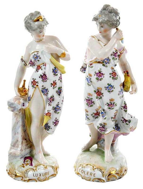 Appraisal: Two Meissen Figurines German th century two female figures both