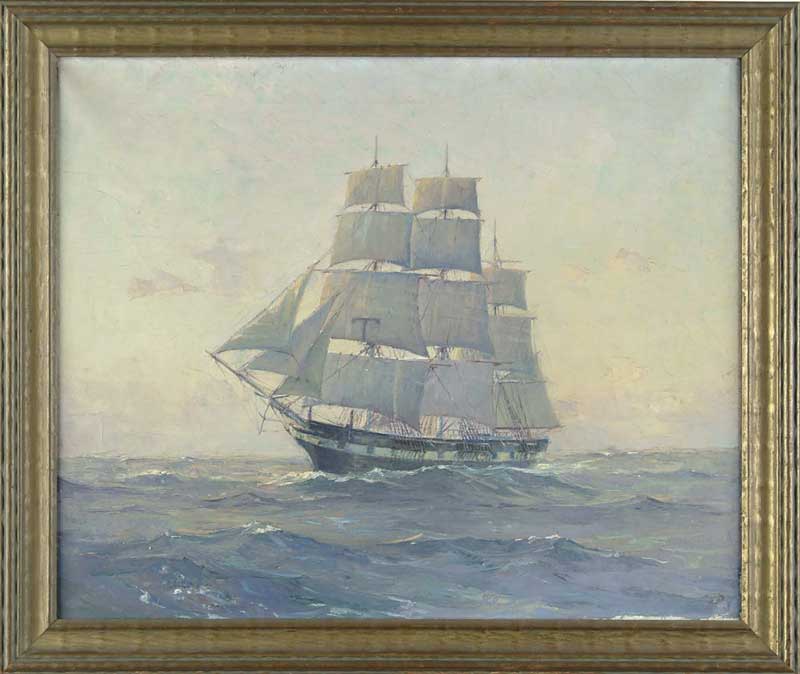 Appraisal: LARS THORSEN American - SAILING SHIP Oil on canvas scene