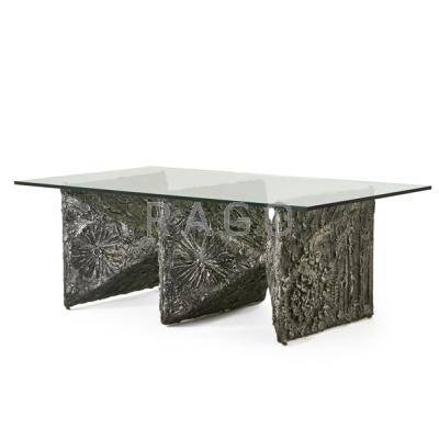 Appraisal: ADRIAN PEARSALL Dining table USA s Silvered composite glass Unmarked