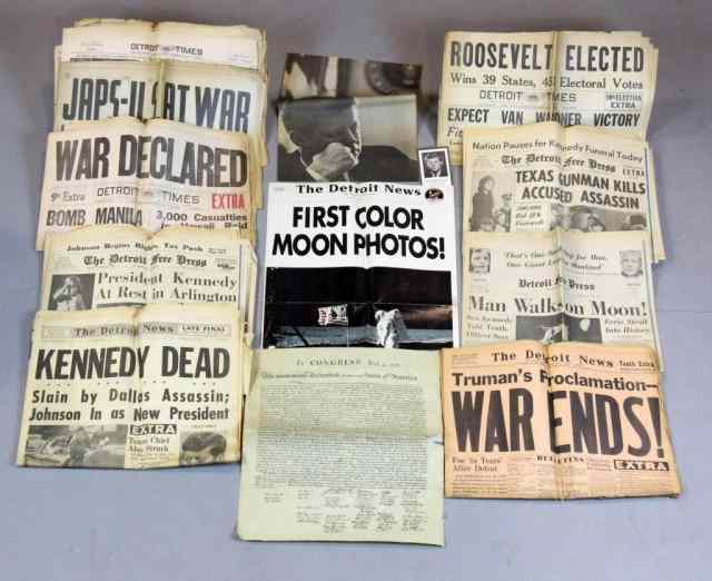 Appraisal: World War Two Kennedy Assassination Etc NewsIncluding Roosevelt elected Pearl