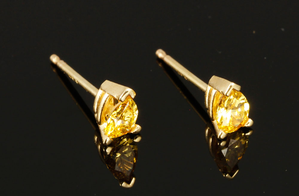 Appraisal: - Pair of K Natural Yellow Diamond Earrings Pair of