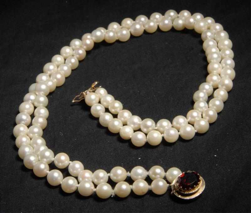 Appraisal: K Y Gold Akoya Pearl Double-Stranded Necklace Description Pearls are