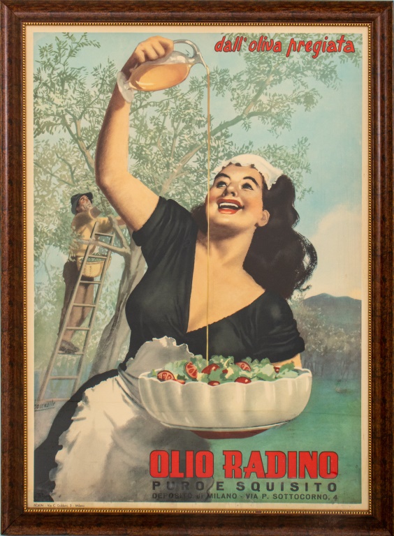 Appraisal: VINTAGE 'OLIO RADINO' ADVERTISING POSTER Vintage 'Olio Radino' Italian advertising