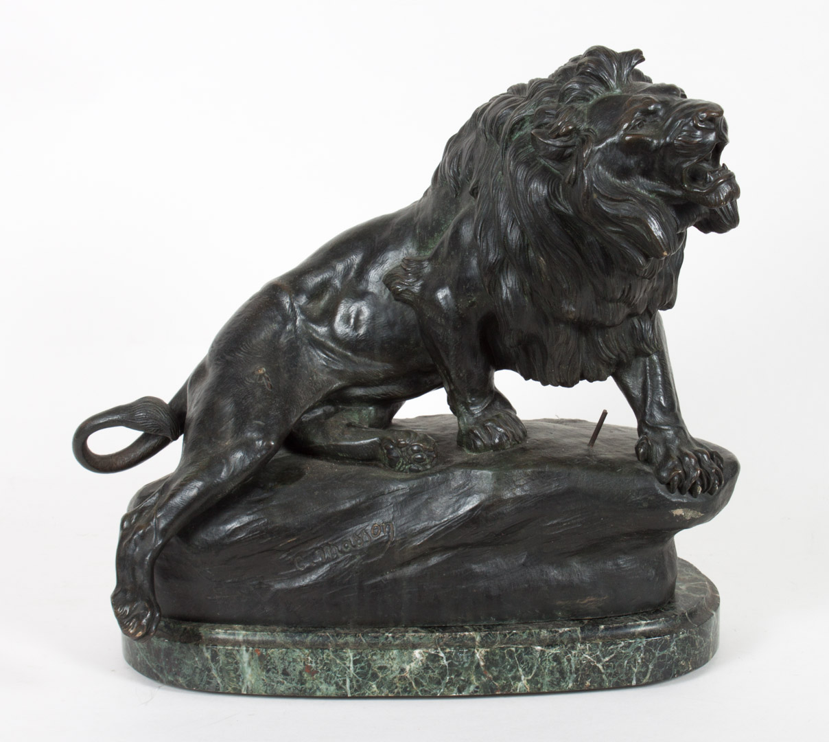 Appraisal: C E Masson Wounded Lion bronze Clovis-Edmond Masson French -