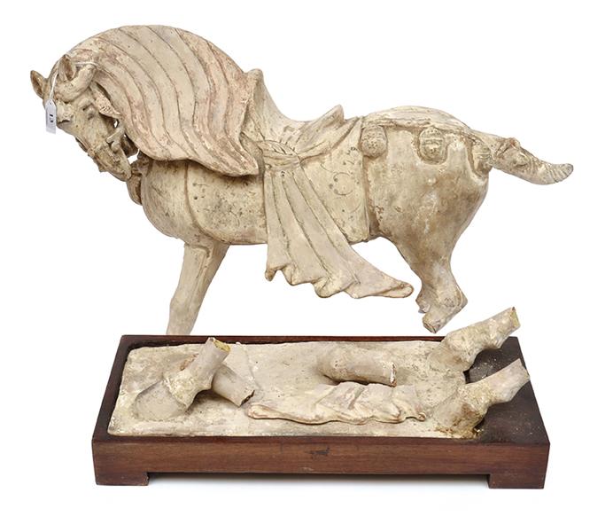 Appraisal: A TERRACOTTA TANG STYLE HORSE ON BASE