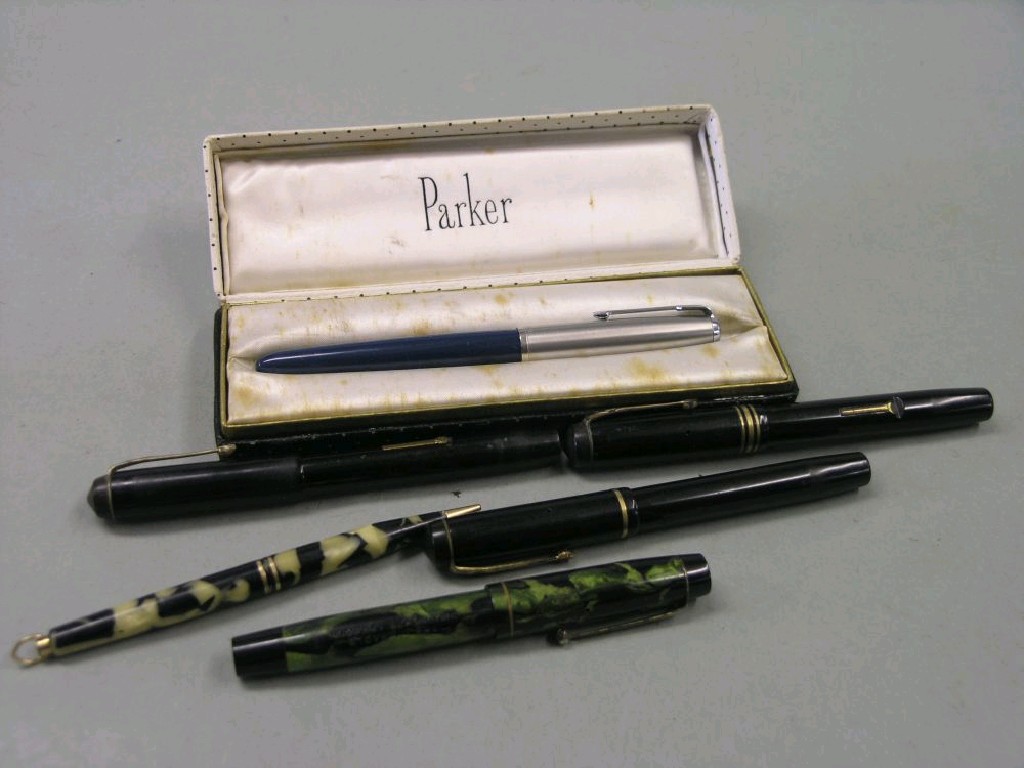 Appraisal: Three Conway Stewart fountain pens a Parker fountain pen in