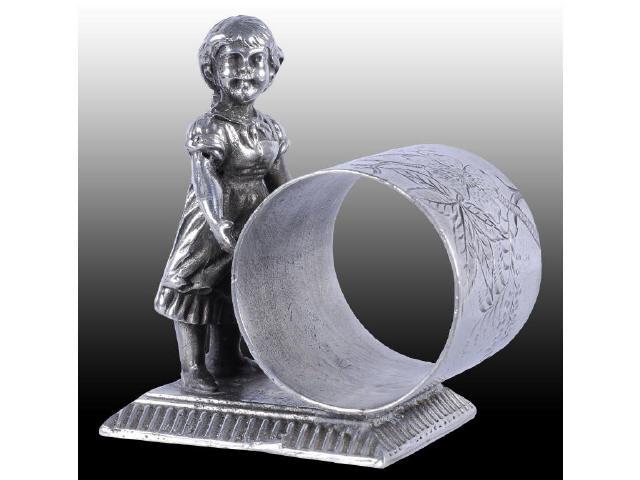 Appraisal: Young Girl with Pigtail Figural Napkin Ring Description Young girl