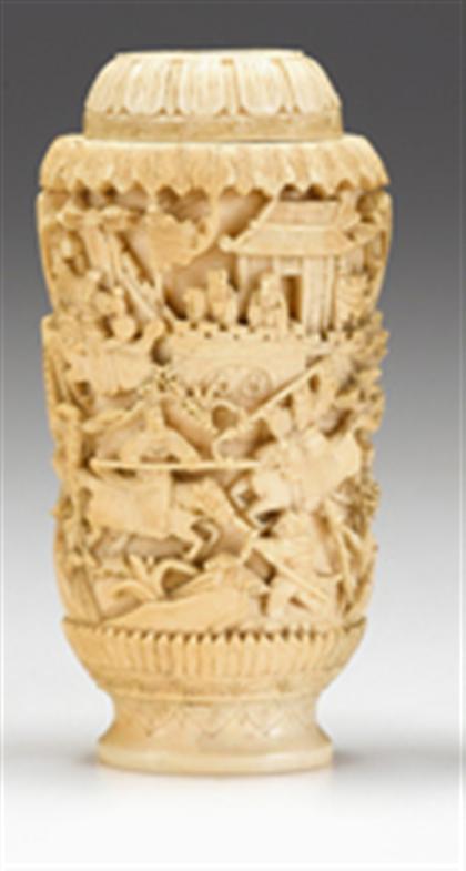 Appraisal: Chinese elephant ivory covered vase canton late th century Of